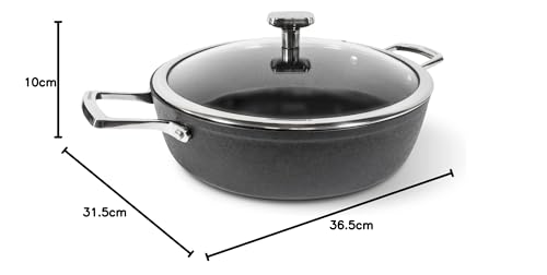 Moneta Armonia tegame 28cm con coperchio nero antiaderente effetto pietra