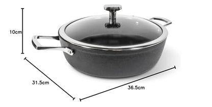 Moneta Armonia tegame 28cm con coperchio nero antiaderente effetto pietra
