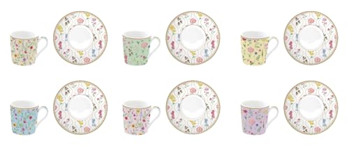 Easy Life Set 6 tazze caffè porcellana multicolore motivo coccinella Mania New