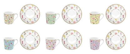 Easy Life Set 6 tazze caffè porcellana multicolore motivo coccinella Mania New