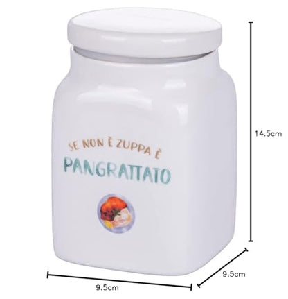 Villa d'Este Home Tivoli barattolo pangrattato new bone china bianco blu 750ml con scritta Le Travisate