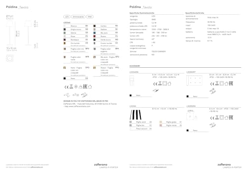 Zafferano Poldina Pro lampada da tavolo 38cm alluminio grigio scuro con diffusore policarbonato e controllo touch