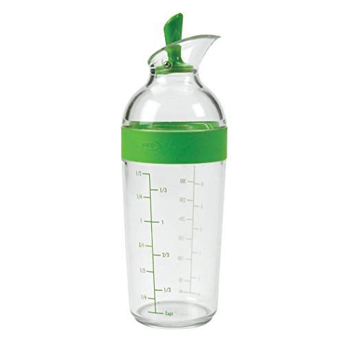 OXO Shaker per Condimenti e Salse 350ml in plastica trasparente colore verde con scala graduata