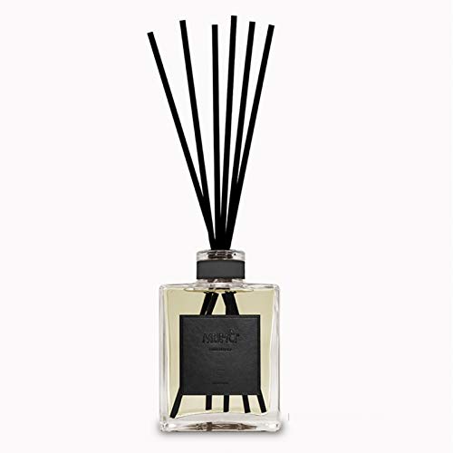 Muhà diffusore profumo ambiente in vetro con bastoncini, fragranza cedro bergamotto, design geometrico lineare