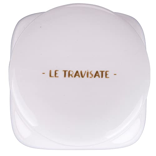 Villa d'Este Home Tivoli barattolo pangrattato new bone china bianco blu 750ml con scritta Le Travisate