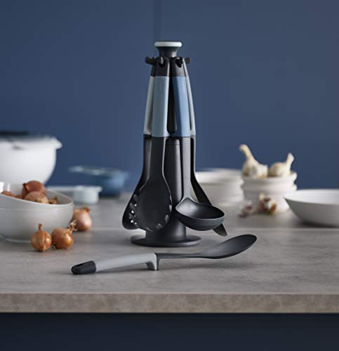 Joseph Joseph Set Utensili Cucina acciaio inox con supporto girevole e manici silicone