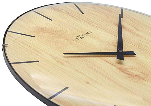NeXtime Edge Wood Dome orologio da parete 35cm vetro e legno naturale movimento silenzioso