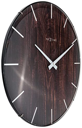 NeXtime Edge Wood Dome orologio da parete 35cm vetro e legno naturale movimento silenzioso