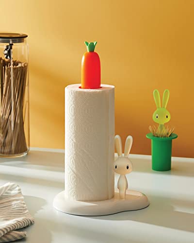 Alessi Portarotolo Bunny and Carrot resina bianco e verde design Stefano Giovannoni