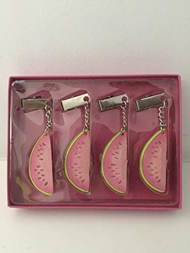 SIA Set 4 Fermatovaglie Clip Anguria in silicone con motivo rosso e verde