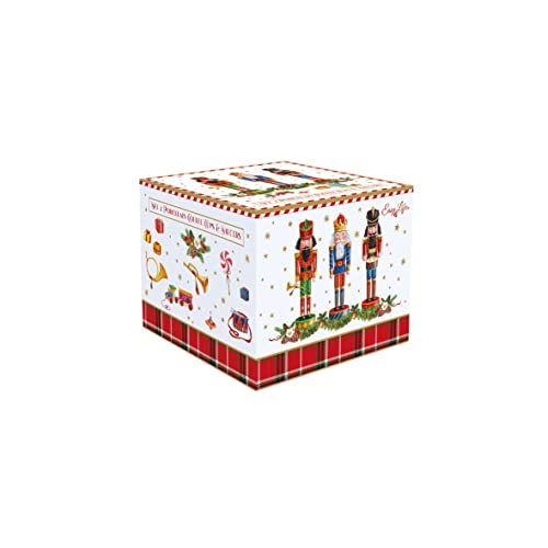 Easy Life set 4 ciotole natalizie a stella Vintage Nutcrackers in porcellana bianca con motivi schiaccianoci