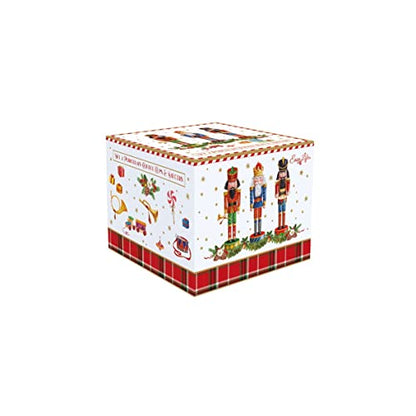 Easy Life set 4 ciotole natalizie a stella Vintage Nutcrackers in porcellana bianca con motivi schiaccianoci
