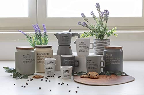 Villa d'Este Home Tivoli barattolo caffè Victionary gres grigio coperchio bamboo 10,5x15 cm