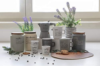 Villa d'Este Home Tivoli barattolo caffè Victionary gres grigio coperchio bamboo 10,5x15 cm