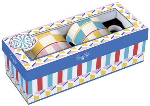 Easy Life Set 2 Tazze Caffè Porcellana Geocromia Multicolore