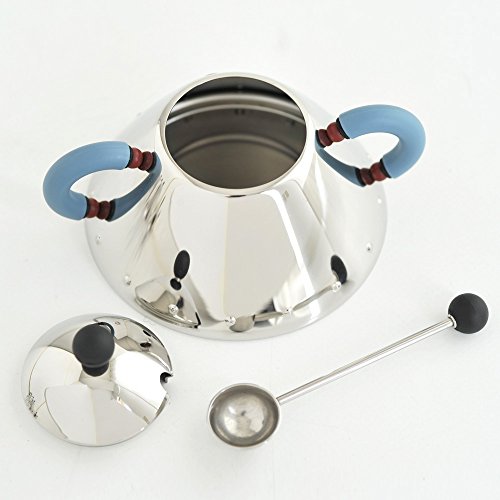 Alessi zuccheriera con cucchiaino in acciaio inox lucidato a specchio, design Michael Graves