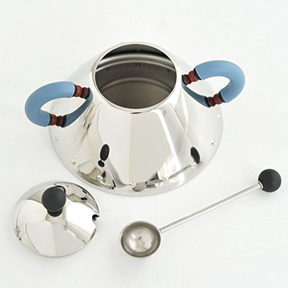 Alessi zuccheriera con cucchiaino in acciaio inox lucidato a specchio, design Michael Graves