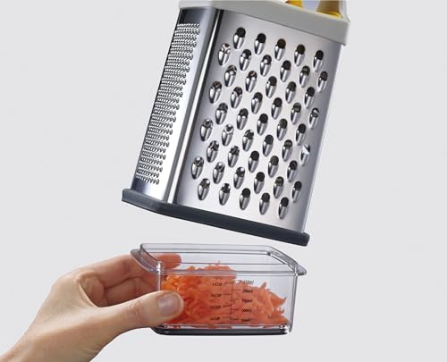 Joseph Joseph Grattugia acciaio inox con impugnatura ergonomica e base raccolta