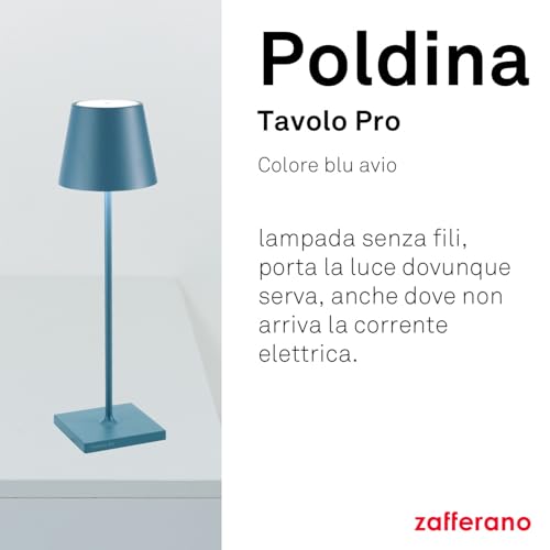 Zafferano Poldina lampada LED alluminio salvia con diffusore policarbonato e controllo touch