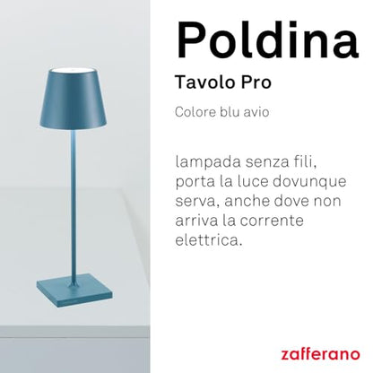 Zafferano Poldina lampada LED alluminio salvia con diffusore policarbonato e controllo touch