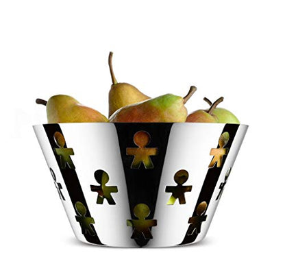 Alessi Fruttiera Girotondo acciaio inossidabile con bordo traforato decoro King-Kong
