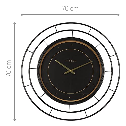 NeXtime Fancy orologio da parete 70cm metallo nero con dettagli dorati