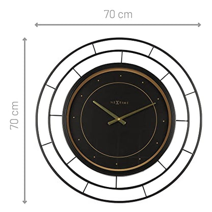 NeXtime Fancy orologio da parete 70cm metallo nero con dettagli dorati
