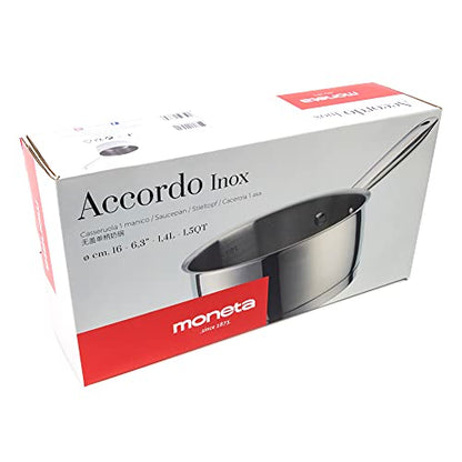 Moneta Accordo Inox casseruola 20cm acciaio inox spazzolato con manico design esclusivo