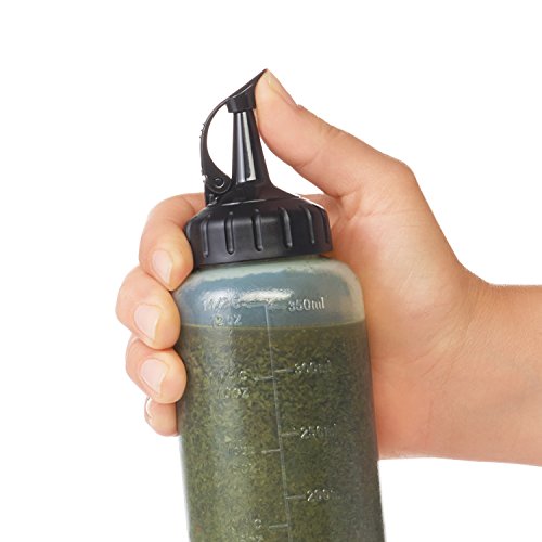 OXO Shaker per Condimenti e Salse 350ml in plastica trasparente colore verde con scala graduata