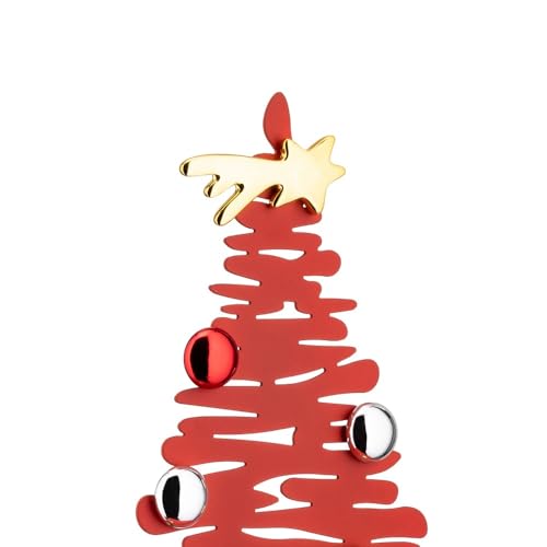 Alessi Albero di Natale Bark in acciaio rosso - Design traforo corteccia naturale