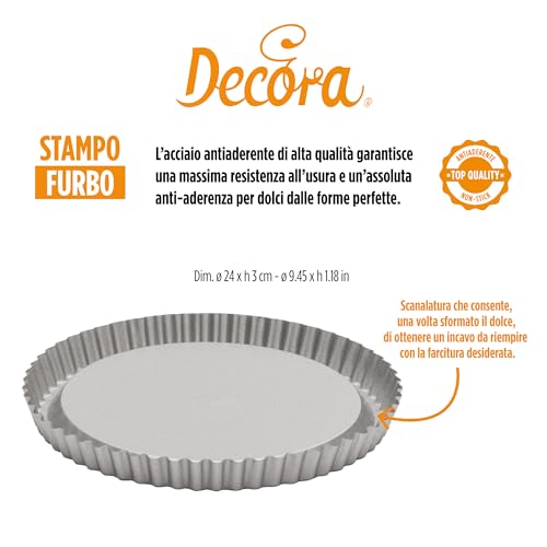 Decora Stampo Crostata Furbo rotondo Ø28 cm acciaio con base scanalata