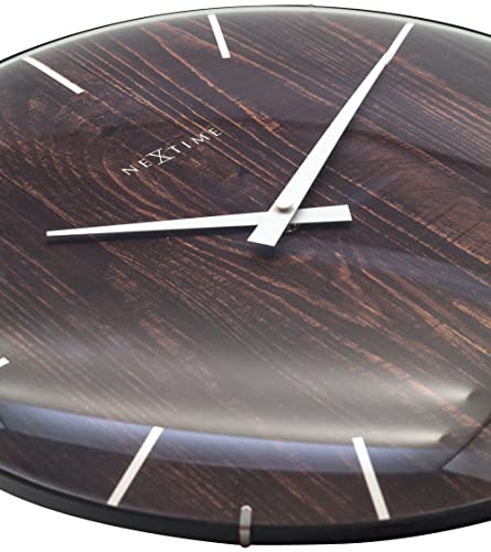 NeXtime Edge Wood Dome orologio da parete 35cm vetro e legno naturale movimento silenzioso