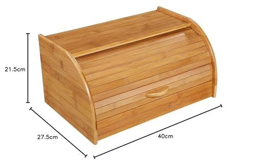 Zassenhaus contenitore per pane in bambù marrone con persiane a lamelle 40x26x20 cm