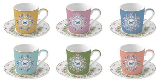 Easy Life Set 6 tazze da caffè in porcellana multicolore 10 cl