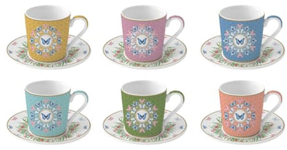 Easy Life Set 6 tazze da caffè in porcellana multicolore 10 cl