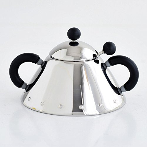 Alessi zuccheriera con cucchiaino in acciaio inox lucidato a specchio, design Michael Graves