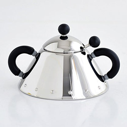 Alessi zuccheriera con cucchiaino in acciaio inox lucidato a specchio, design Michael Graves