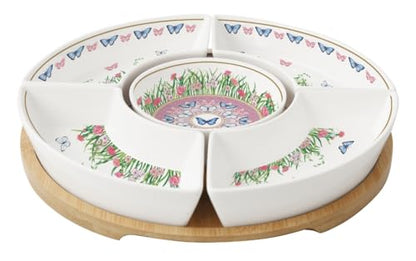 Easy Life confezione 5 ciotole porcellana diametro 25 cm su vassoio