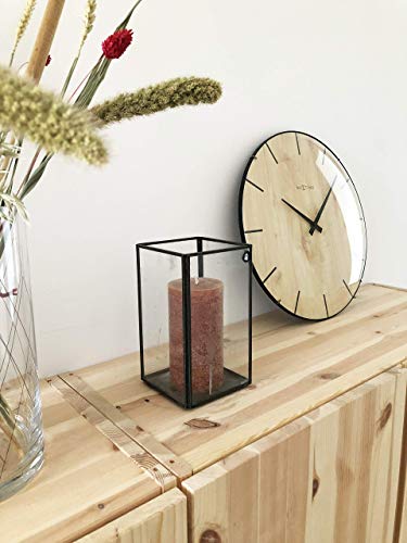 NeXtime Edge Wood Dome orologio da parete 35cm vetro e legno naturale movimento silenzioso