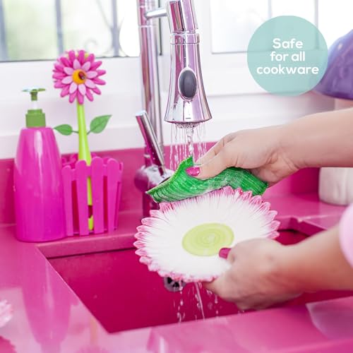 Vigar Flower Power Set Lavello dosatore sapone magenta e verde 330 ml