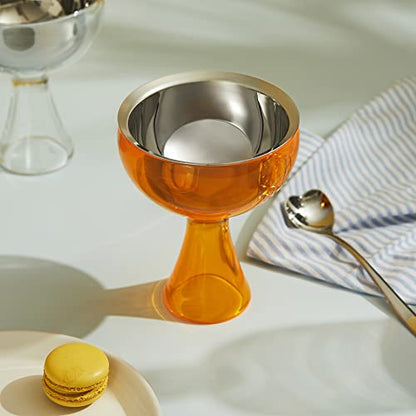 Alessi Big Love set coppa gelato e cucchiaino acciaio inossidabile rosa design Miriam Mirri