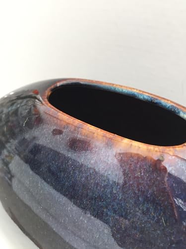 Vaso schiacciato in ceramica colore blu diametro 30 cm by SIA - Stilmobili