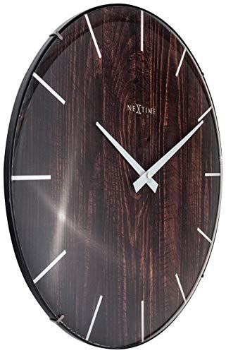 NeXtime Edge Wood Dome orologio da parete 35cm vetro e legno naturale movimento silenzioso