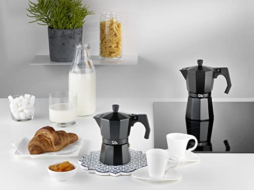 Mopita Caffettiera in alluminio nero opaco con manico soft touch - Black Code
