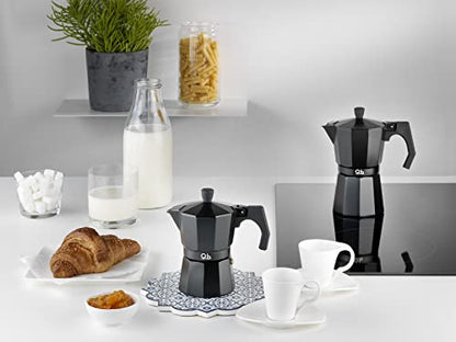 Mopita Caffettiera in alluminio nero opaco con manico soft touch - Black Code