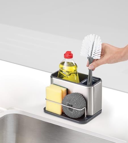 Joseph Joseph organizer per lavello in acciaio inox con scomparti per spazzola e detersivo