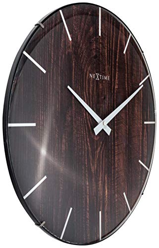 NeXtime Edge Wood Dome orologio da parete 35cm vetro e legno naturale movimento silenzioso
