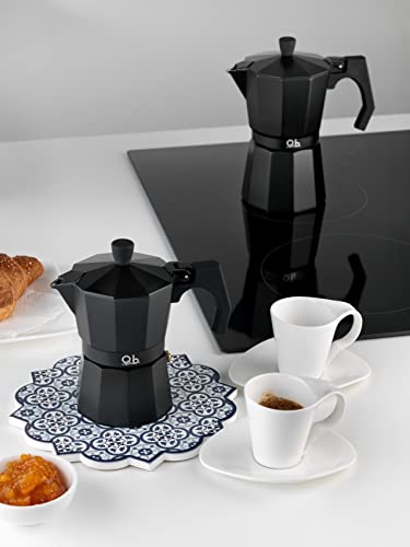 Mopita Caffettiera in alluminio nero opaco con manico soft touch - Black Code
