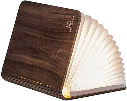 Gingko Smart Book Light lampada libro legno noce LED apertura 360 gradi