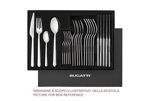 Bugatti Set Posate Acciaio Inox 18/10 per 6 persone, design Puro lineare